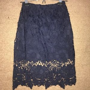 Navy Floral Crocket skirt